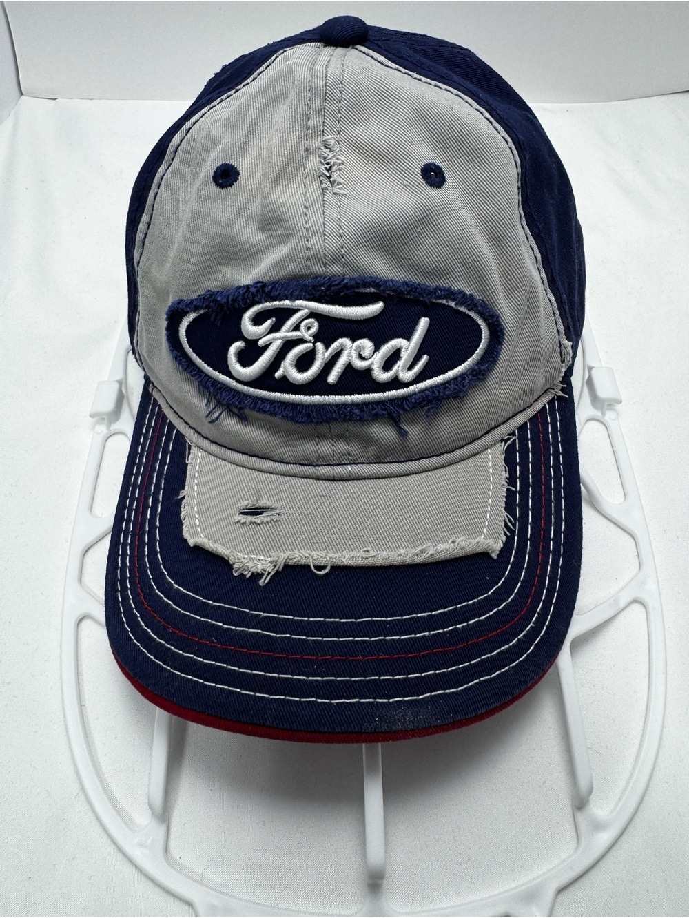 Ford Navy and Gray Distressed Logo Baseball Cap H019